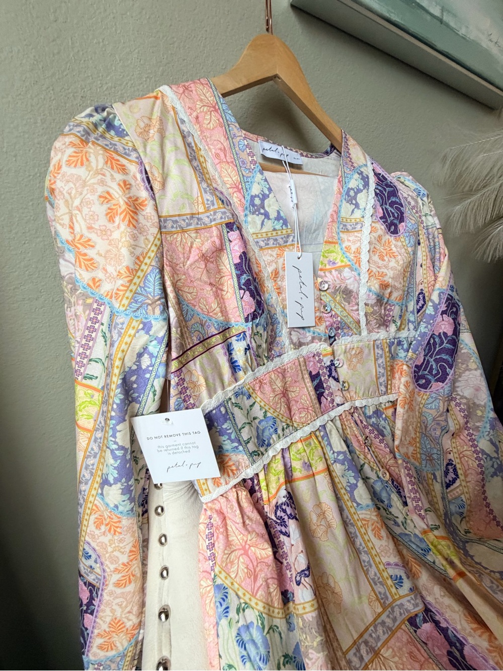 NWT Petal & Pup Ariella Maxi Dress Large Patchwork Boho Floral Cottagecore - Picture 7 of 10